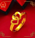 Gold-plated ring with double heart pattern, not peeling, not black, heavy 2. Beautiful work, very realistic P041