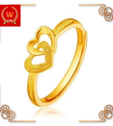 Gold-plated ring with double heart pattern, not peeling, not black, heavy 2. Beautiful work, very realistic P041
