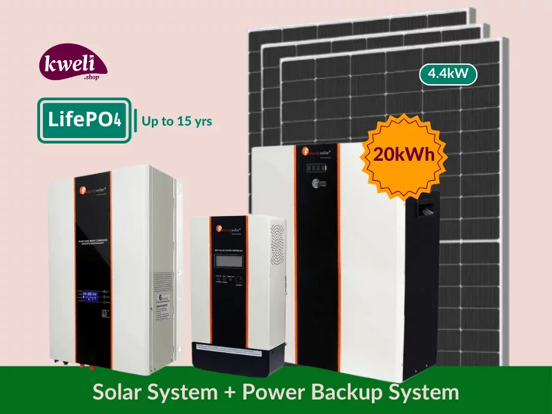 Kweli 4.4kW-20kWh-10kVA LifePo4 (Lithium) Hybrid Solar System &amp; Power Backup Solution